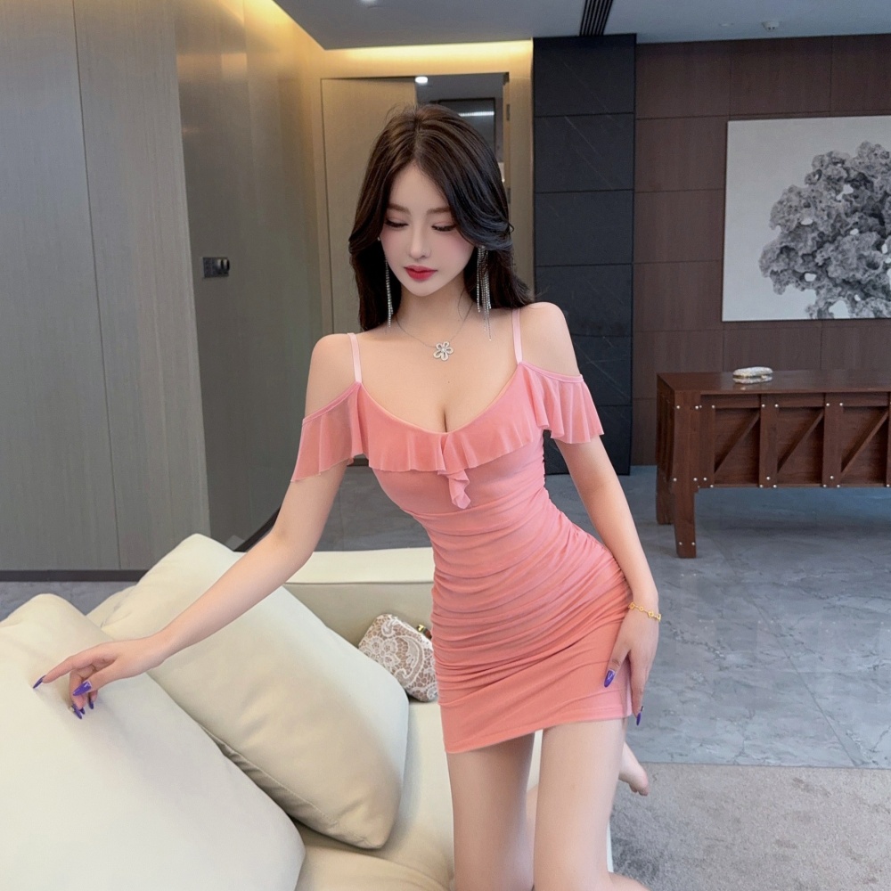 Package hip short sleeve sexy V-neck bottoming slim dress