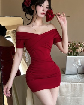 Tight short package hip sexy strapless cotton dress