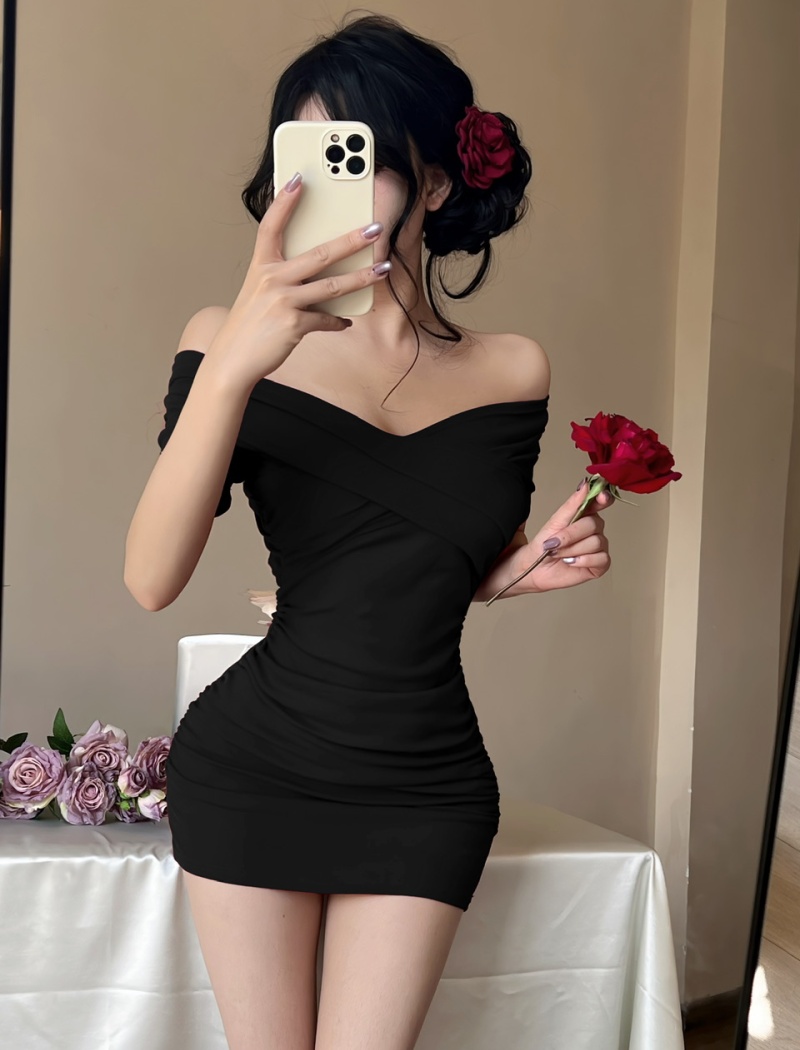 Tight short package hip sexy strapless cotton dress