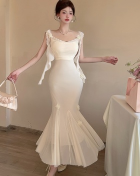 Mermaid gauze dress temperament sling long dress