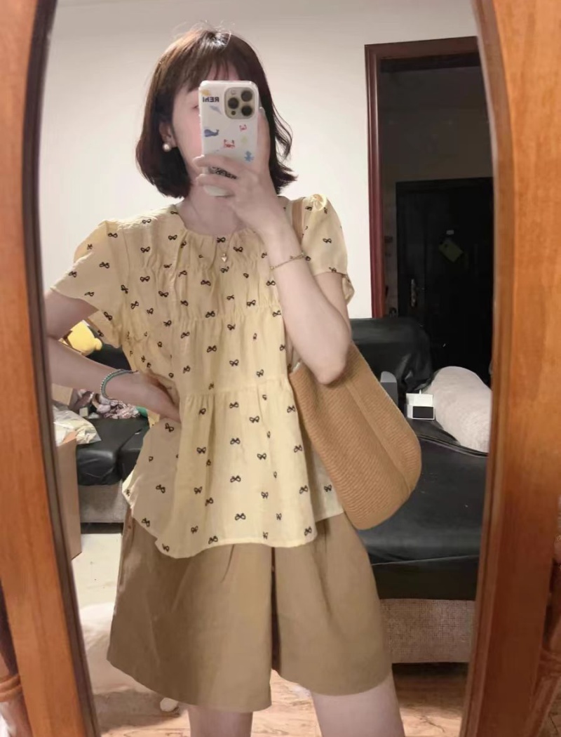 Puff sleeve doll shirt Korean style shirt for women