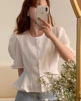 Trumpet sleeves tops Korean style shirt for women