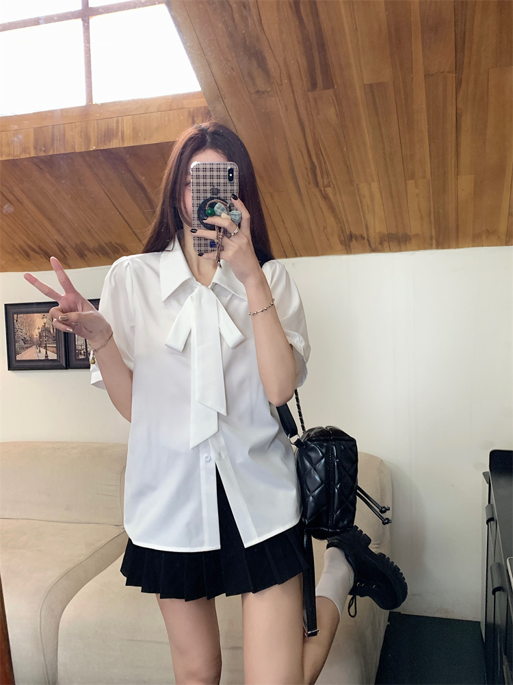 Summer chiffon profession tops white short sleeve shirt