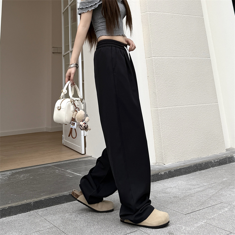 Summer gray wide leg pants wicking ice silk pants for women