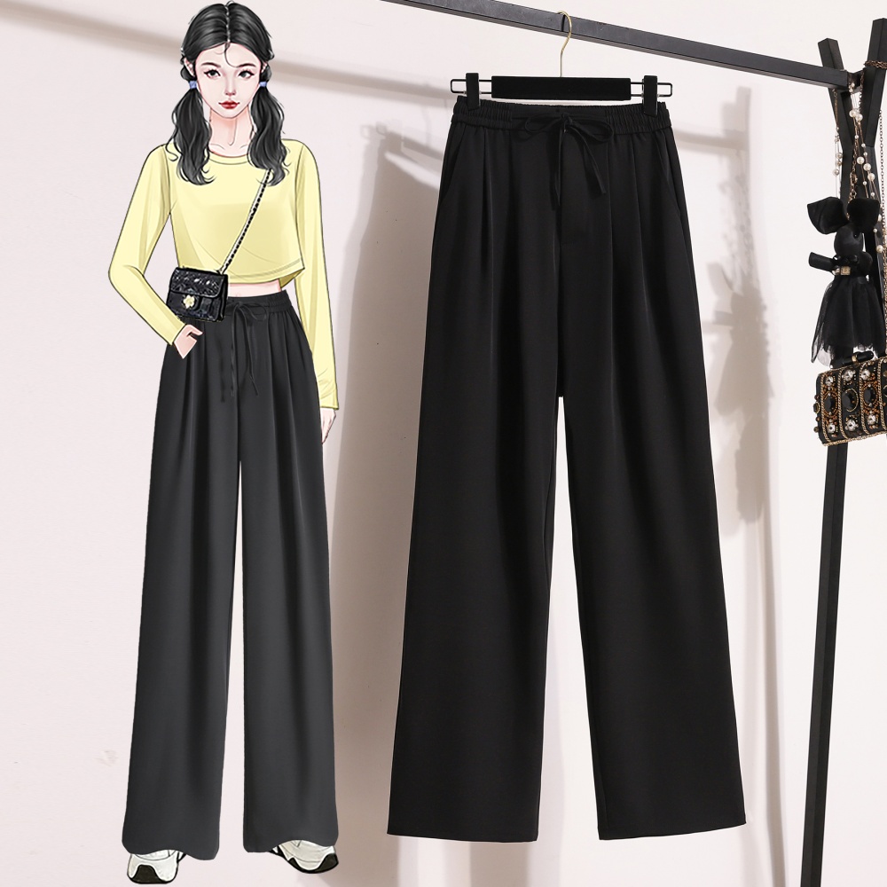 Drape wide leg pants straight suit pants for women