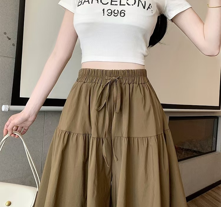 Ice silk lazy wide leg pants thin shorts for women