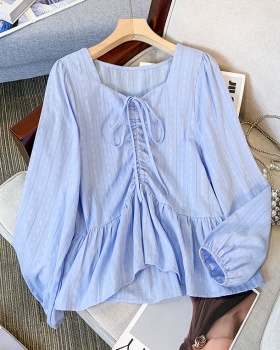 Puff sleeve short shirt Cover belly France style tops