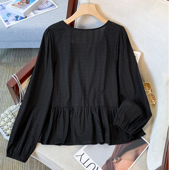 Puff sleeve short shirt Cover belly France style tops