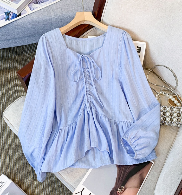 Puff sleeve short shirt Cover belly France style tops