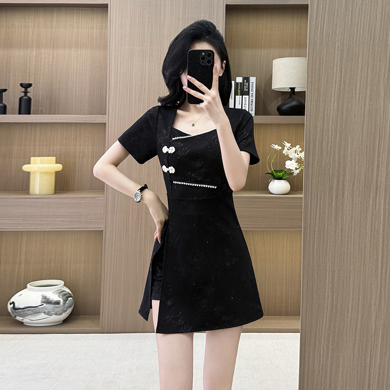 Summer jacquard cheongsam sequins fashion shorts a set