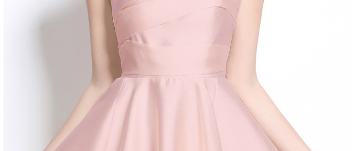 Irregular pinched waist dress temperament satin formal dress