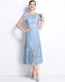 Temperament slim bow lace France style retro dress