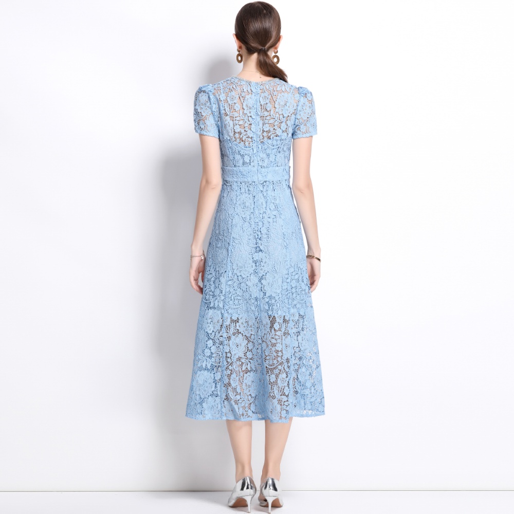 Temperament slim bow lace France style retro dress