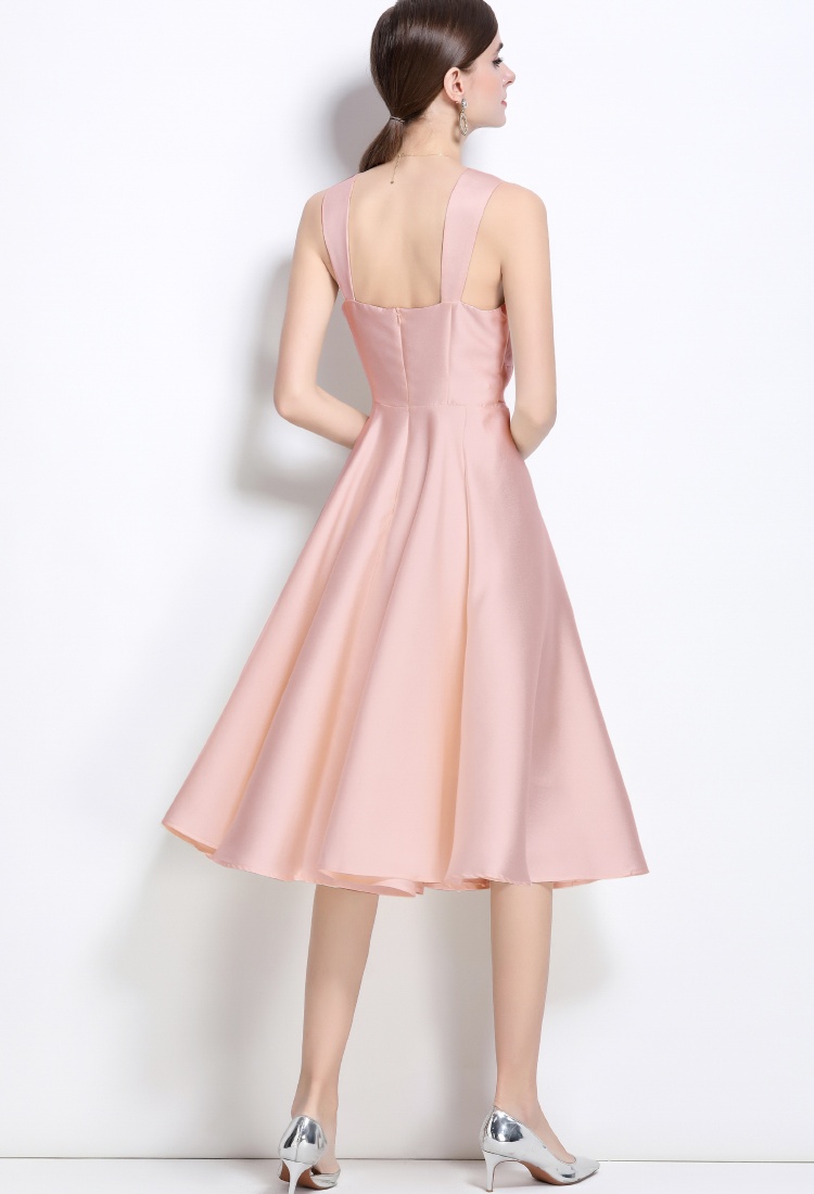 Irregular temperament formal dress spring satin dress