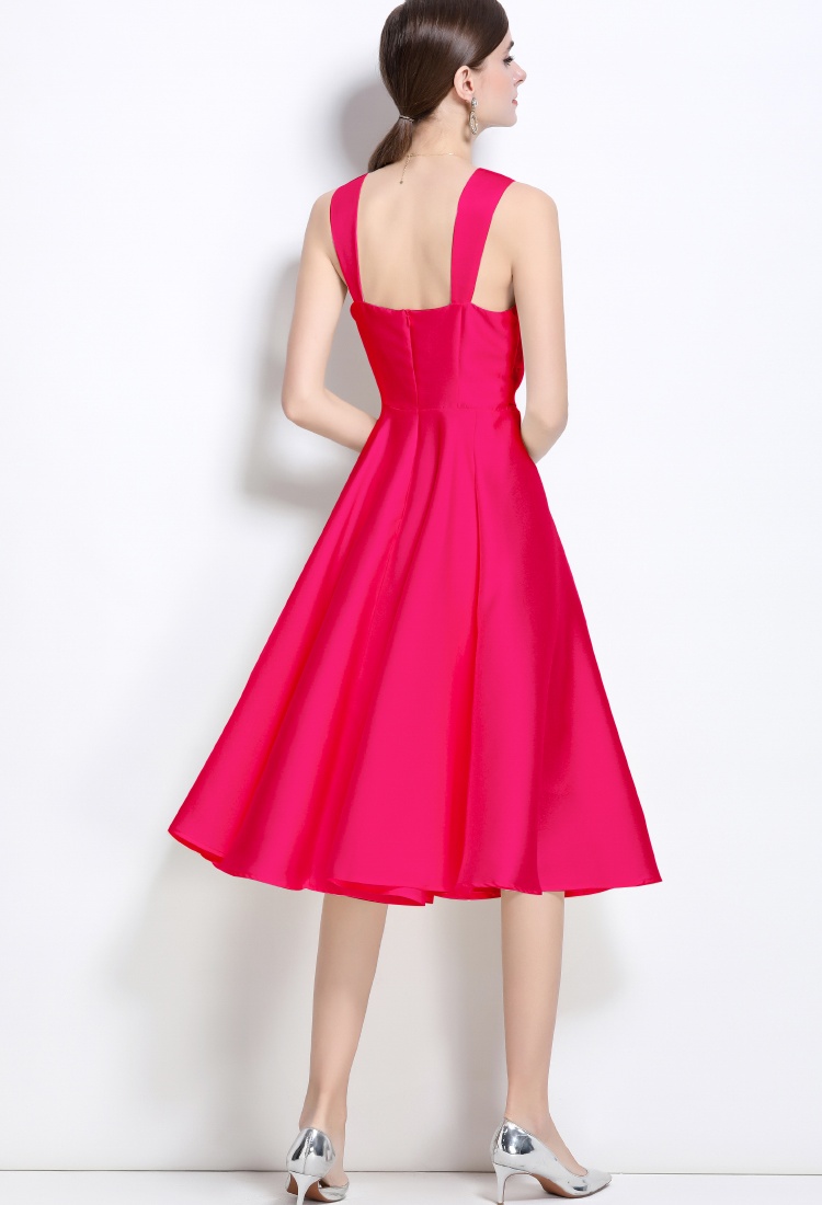 Irregular temperament formal dress spring satin dress