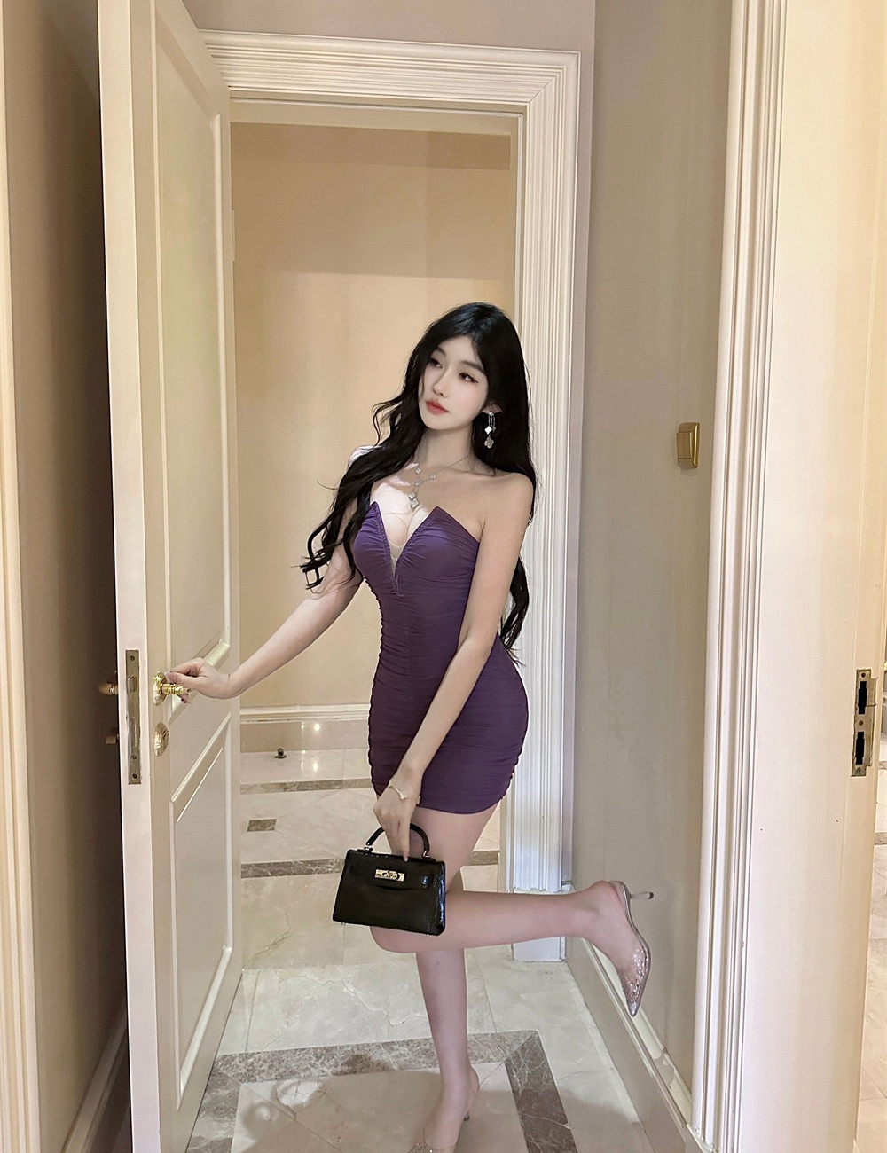 Temperament enticement formal dress short V-neck dress