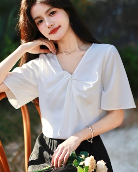 Summer short sleeve tops niche chiffon shirt for women