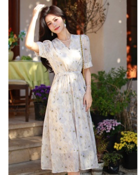 Floral tender dress France style Casual long dress for women