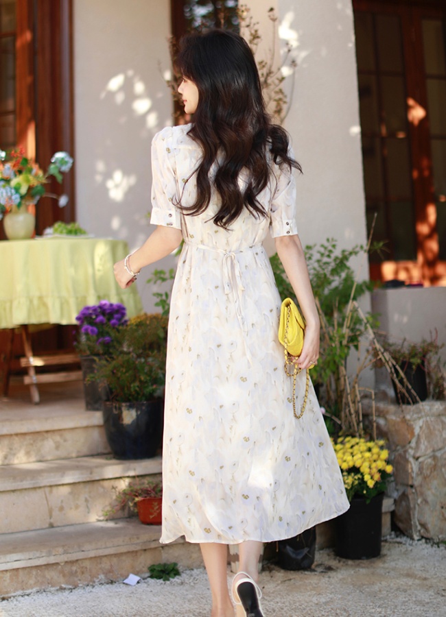 Floral tender dress France style Casual long dress for women