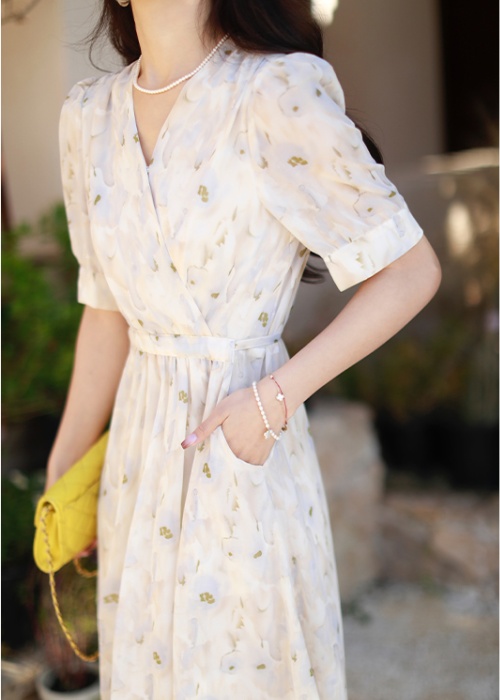 Floral tender dress France style Casual long dress for women