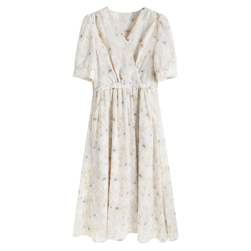 Floral tender dress France style Casual long dress for women