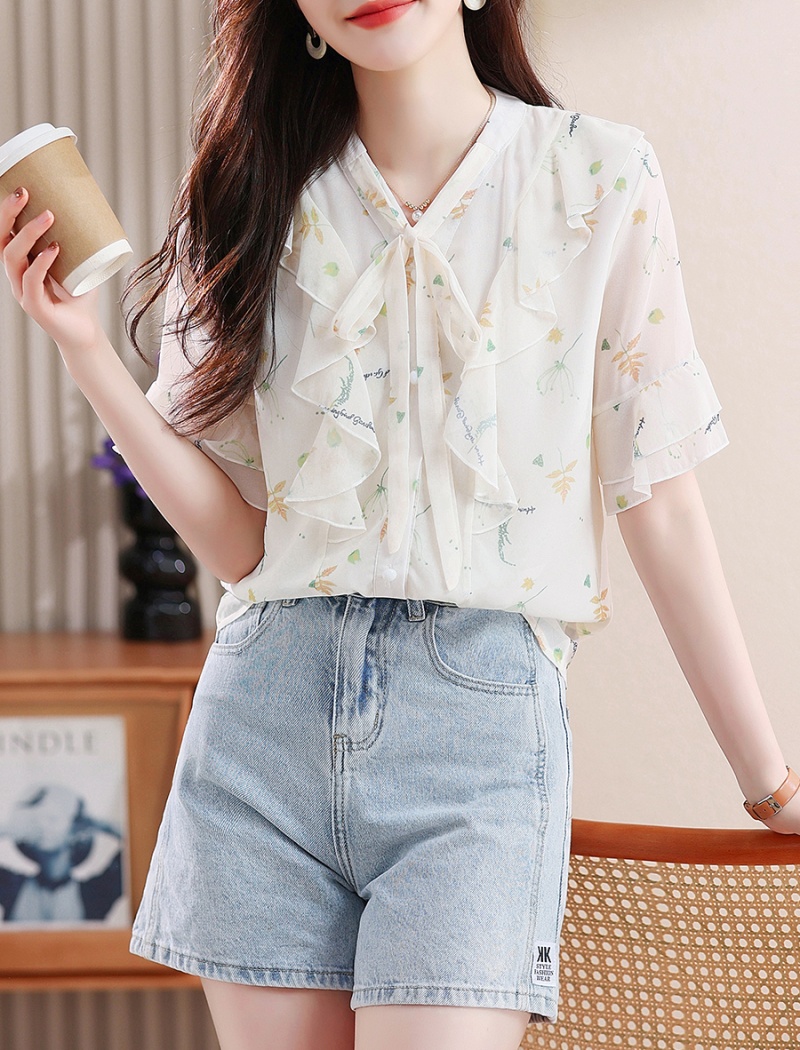 Western style fashion shirt short sleeve small shirt for women