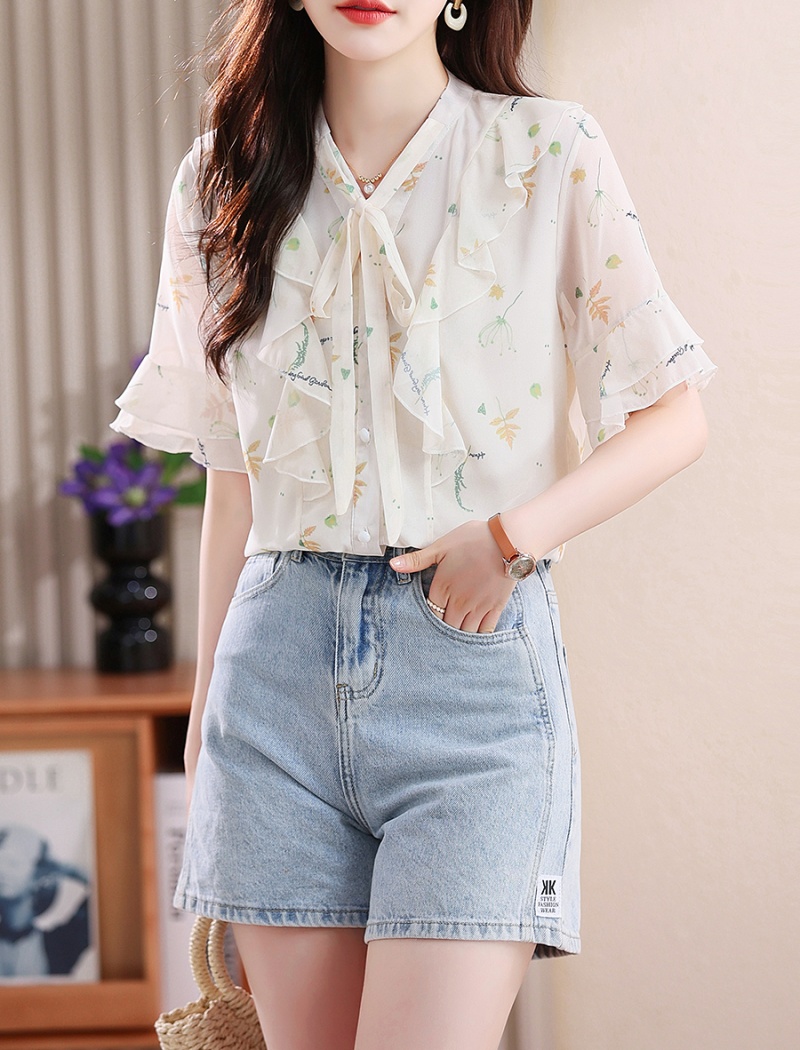 Western style fashion shirt short sleeve small shirt for women