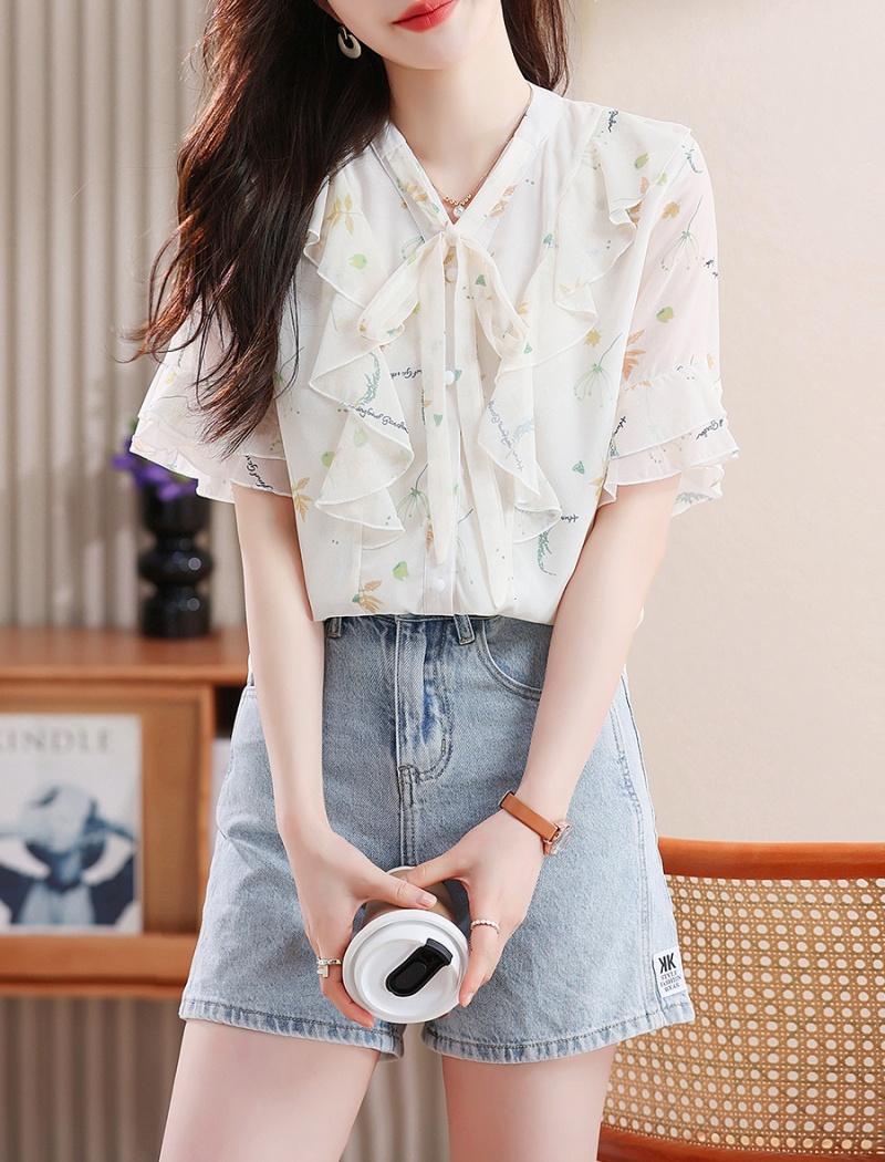 Western style fashion shirt short sleeve small shirt for women