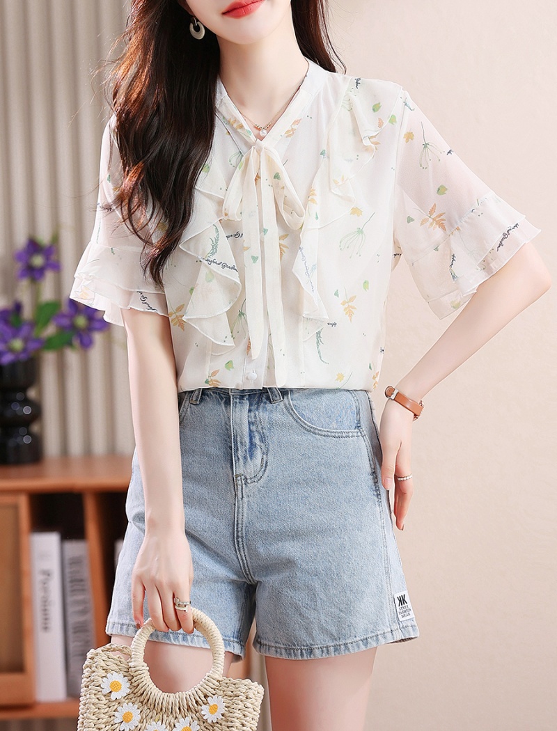 Western style fashion shirt short sleeve small shirt for women