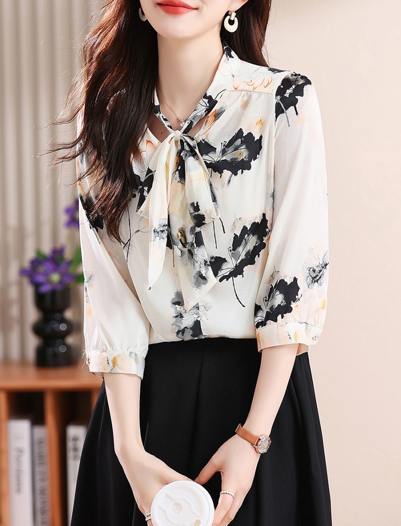 Short sleeve chiffon small shirt Western style tops