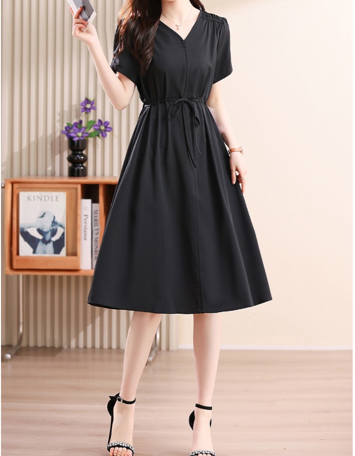 V-neck temperament summer chiffon dress for women