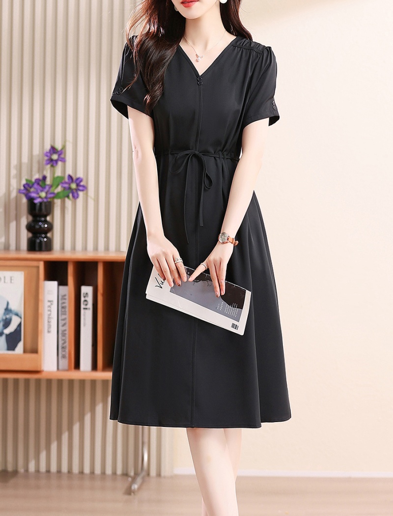 V-neck temperament summer chiffon dress for women