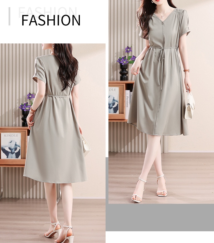 V-neck temperament summer chiffon dress for women