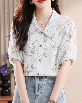 Chiffon short sleeve small shirt lapel summer shirt