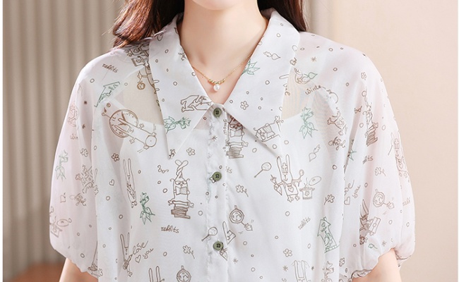 Chiffon short sleeve small shirt lapel summer shirt