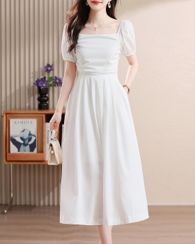 Flat shoulder dress romantic long dress for women