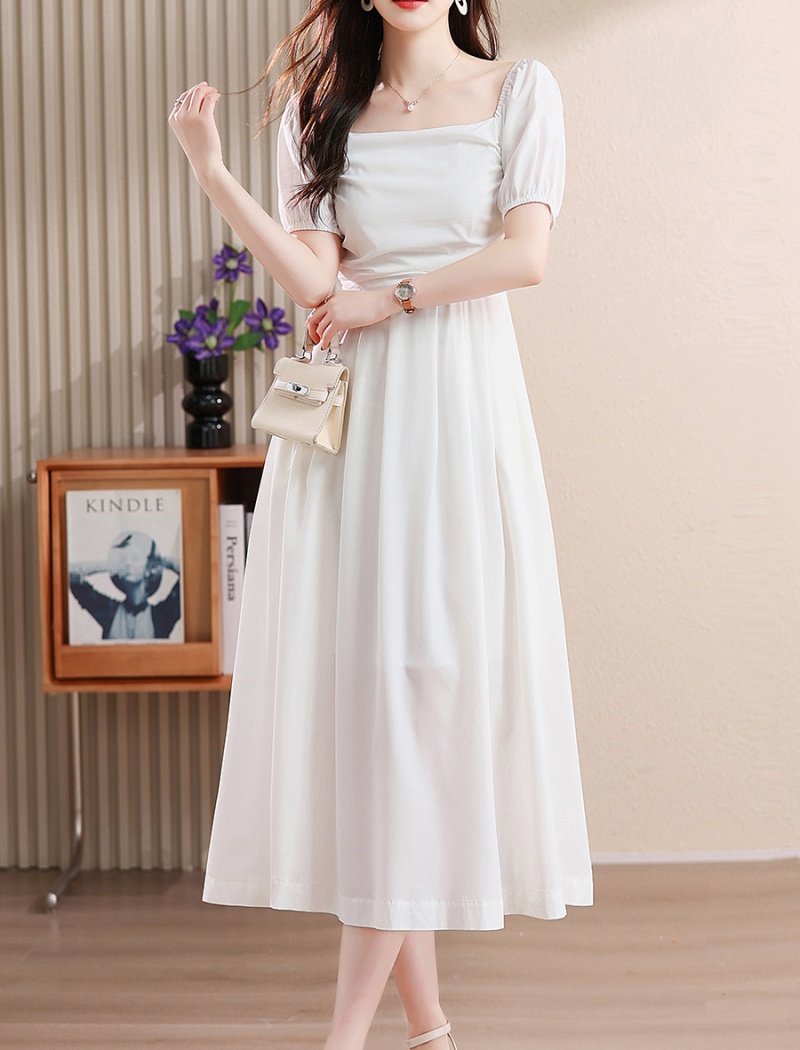 Flat shoulder dress romantic long dress for women