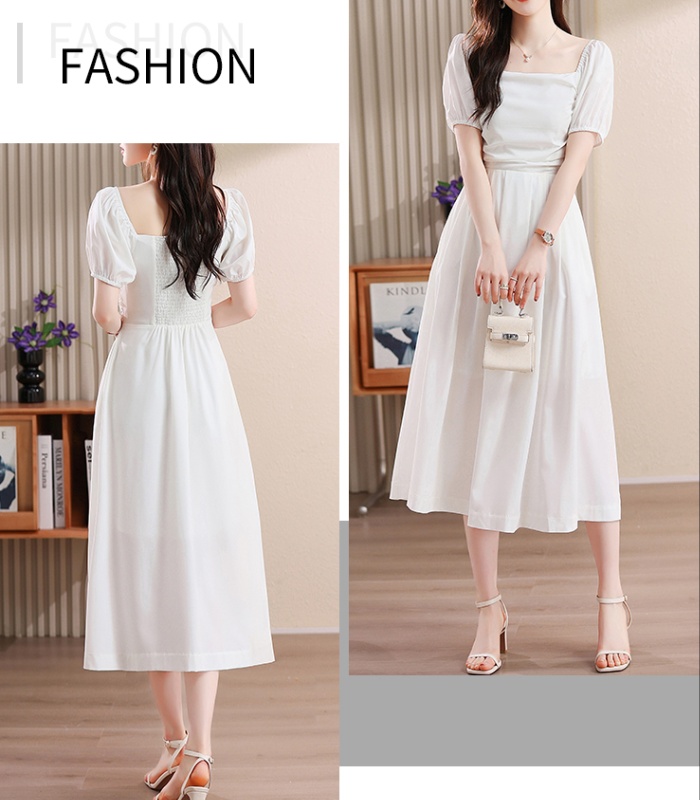 Flat shoulder dress romantic long dress for women