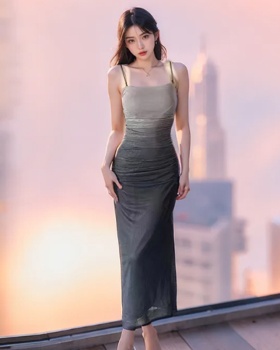 Fold package hip dress temperament long dress for women