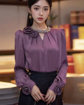 Purple temperament shirt elegant tops for women