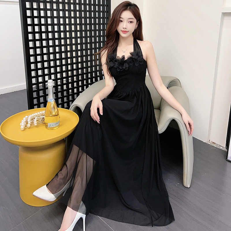 Tender vacation long dress pinched waist dress for women