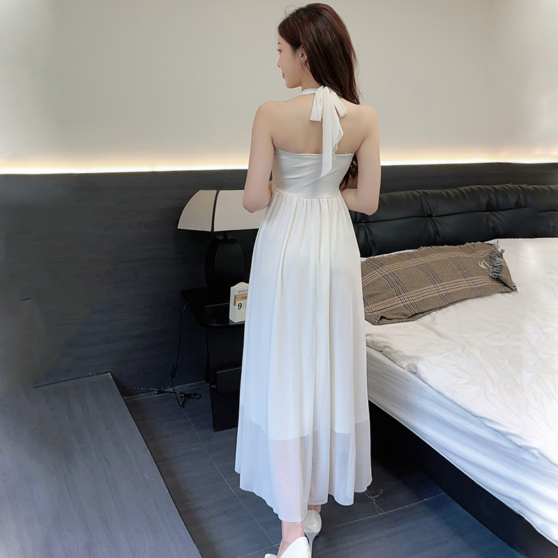 Tender vacation long dress pinched waist dress for women