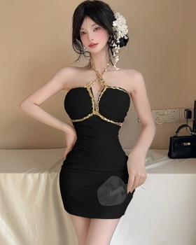 Package hip low-cut dress halter temperament formal dress