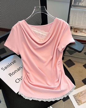 Summer large collar T-shirt strapless tops for women