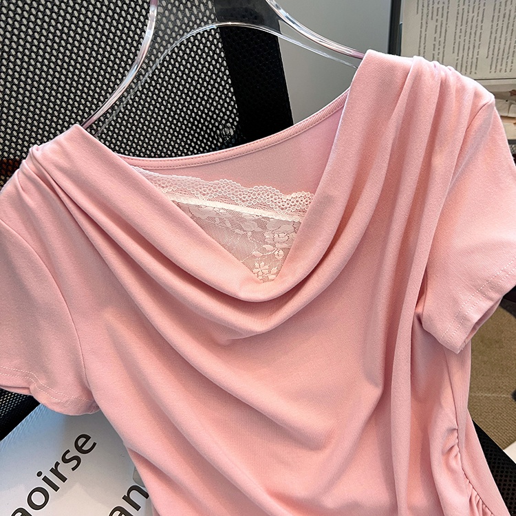 Summer large collar T-shirt strapless tops for women