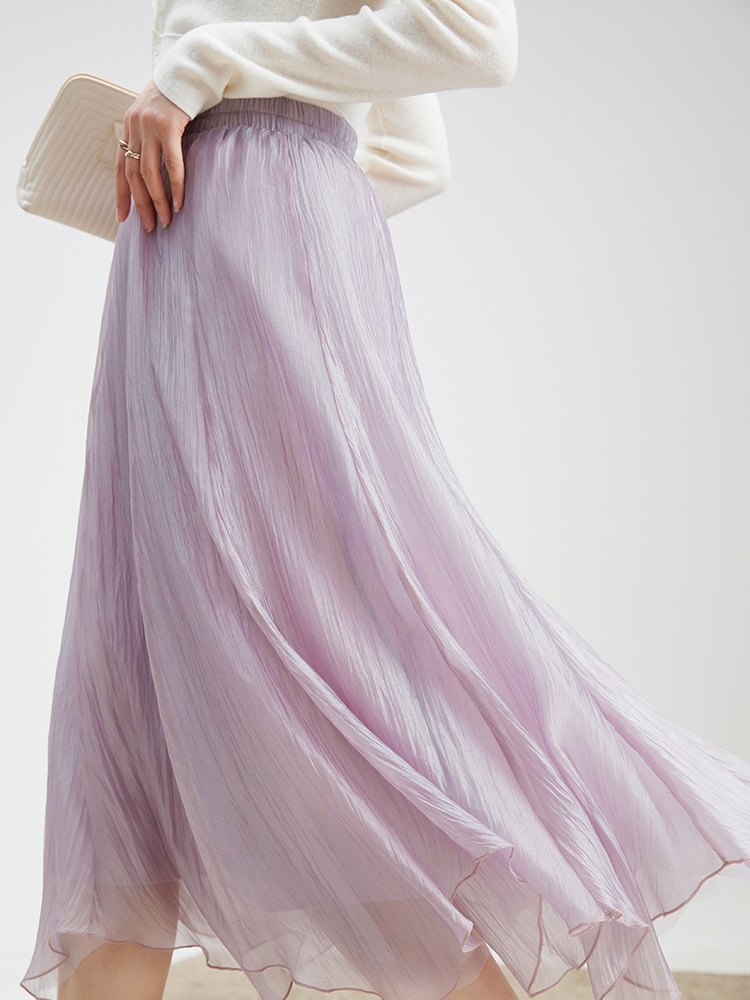 Chiffon wood ear long irregular skirt