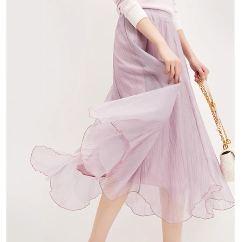 Chiffon wood ear long irregular skirt