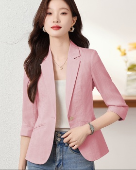 Summer thin pink slim coat Casual fashion short sleeve tops