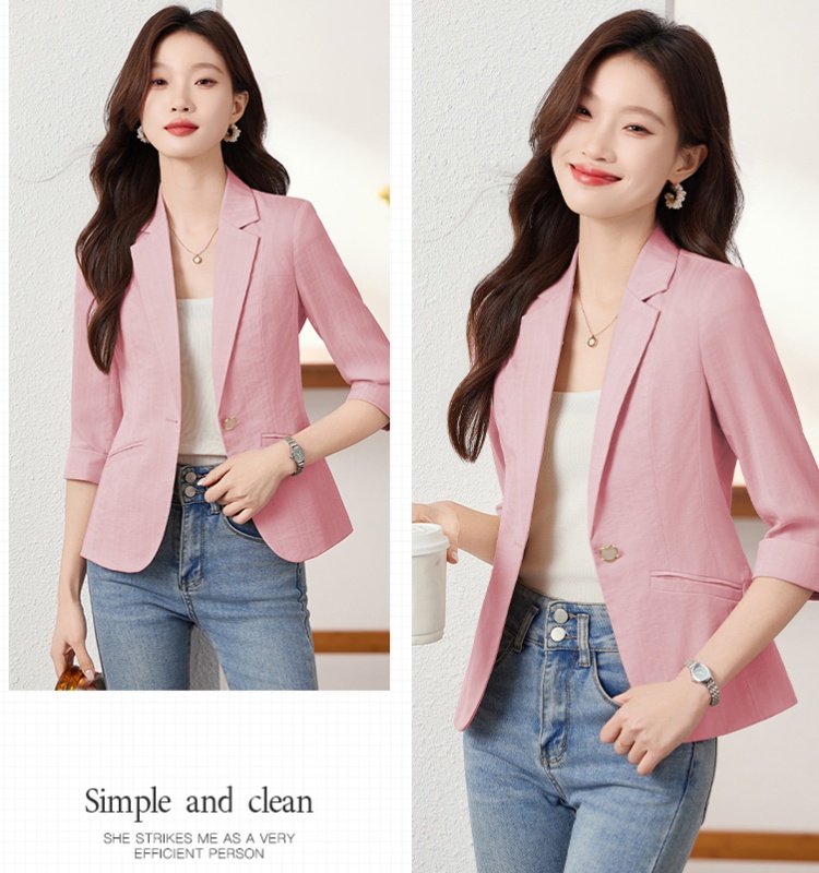 Summer thin pink slim coat Casual fashion short sleeve tops