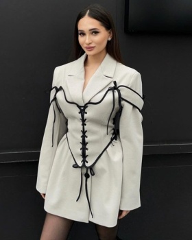 Commuting woolen coat bandage girdle business suit 2pcs set